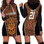 Custom Basketball New Zealand Hoodie Dress Gold Maori Ta Moko Indigenous - Aussie Hoodie