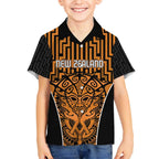 Custom Basketball New Zealand Kid Hawaiian Shirt Gold Maori Ta Moko Indigenous - Aussie Hoodie