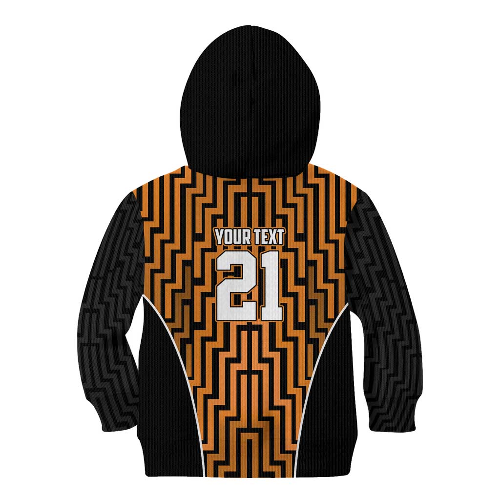 Custom Basketball New Zealand Kid Hoodie Gold Maori Ta Moko Indigenous - Aussie Hoodie