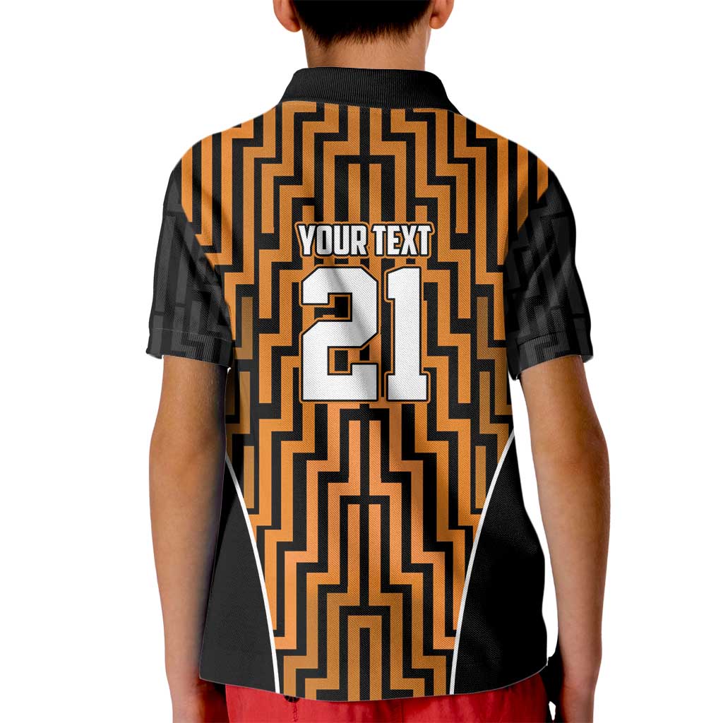 Custom Basketball New Zealand Kid Polo Shirt Gold Maori Ta Moko Indigenous - Aussie Hoodie