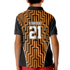 Custom Basketball New Zealand Kid Polo Shirt Gold Maori Ta Moko Indigenous - Aussie Hoodie