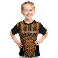 Custom Basketball New Zealand Kid T Shirt Gold Maori Ta Moko Indigenous - Aussie Hoodie