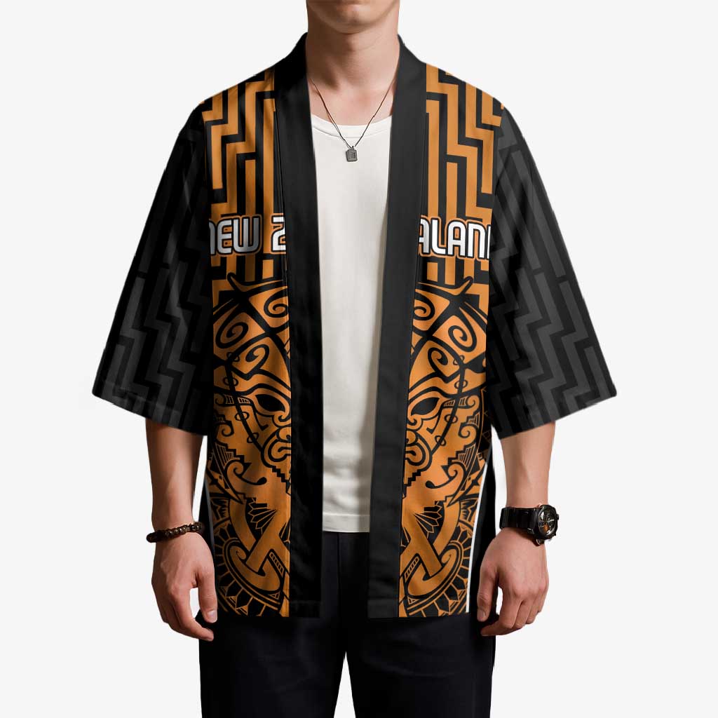 Custom Basketball New Zealand Kimono Gold Maori Ta Moko Indigenous - Aussie Hoodie