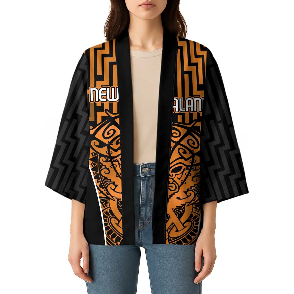 Custom Basketball New Zealand Kimono Gold Maori Ta Moko Indigenous - Aussie Hoodie