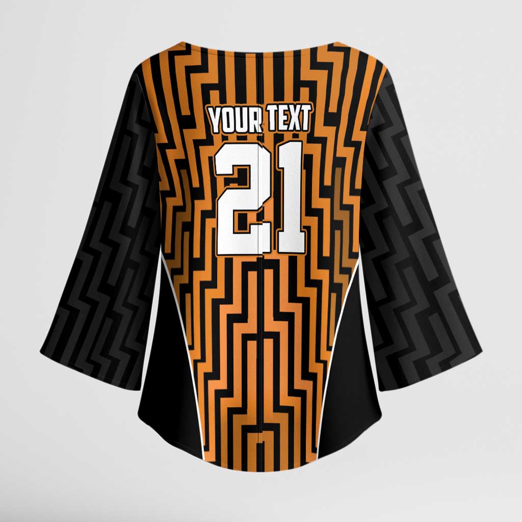 Custom Basketball New Zealand Kimono Sleeve Blouse Gold Maori Ta Moko Indigenous - Aussie Hoodie
