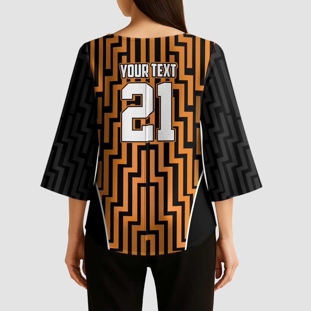 Custom Basketball New Zealand Kimono Sleeve Blouse Gold Maori Ta Moko Indigenous - Aussie Hoodie