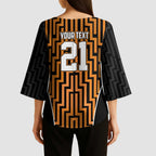 Custom Basketball New Zealand Kimono Sleeve Blouse Gold Maori Ta Moko Indigenous - Aussie Hoodie