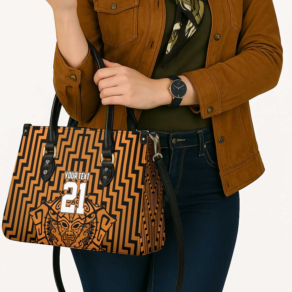 Custom Basketball New Zealand Leather Bag Gold Maori Ta Moko Indigenous - Aussie Hoodie