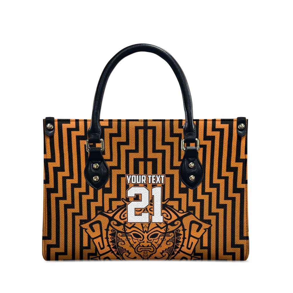Custom Basketball New Zealand Leather Bag Gold Maori Ta Moko Indigenous - Aussie Hoodie