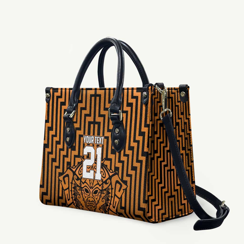 Custom Basketball New Zealand Leather Bag Gold Maori Ta Moko Indigenous - Aussie Hoodie
