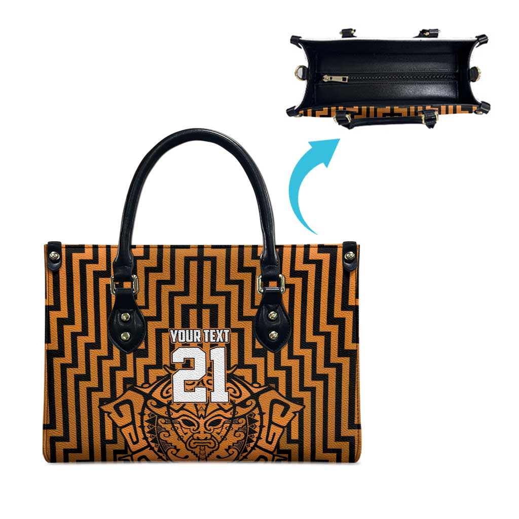 Custom Basketball New Zealand Leather Bag Gold Maori Ta Moko Indigenous - Aussie Hoodie