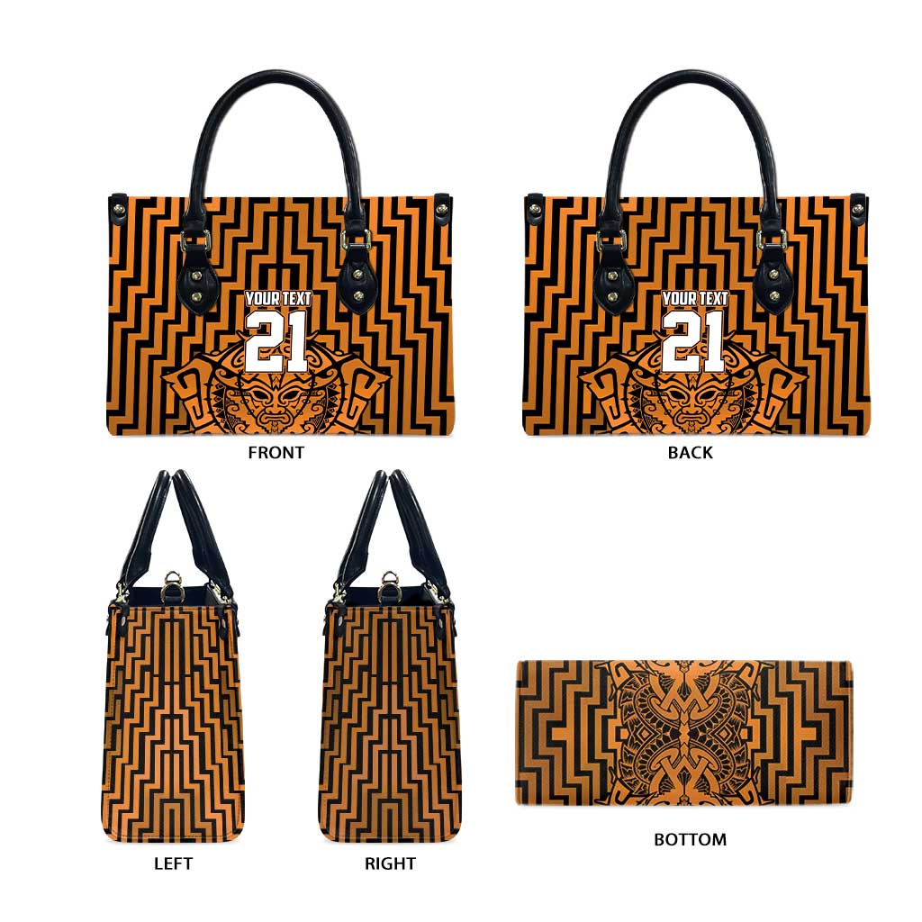 Custom Basketball New Zealand Leather Bag Gold Maori Ta Moko Indigenous - Aussie Hoodie