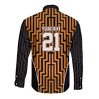 Custom Basketball New Zealand Long Sleeve Button Shirt Gold Maori Ta Moko Indigenous - Aussie Hoodie