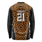 Custom Basketball New Zealand Long Sleeve Shirt Gold Maori Ta Moko Indigenous - Aussie Hoodie
