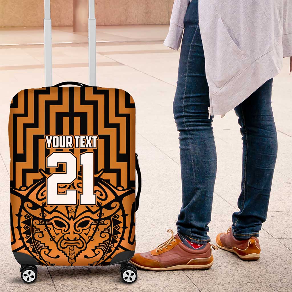 Custom Basketball New Zealand Luggage Cover Gold Maori Ta Moko Indigenous - Aussie Hoodie
