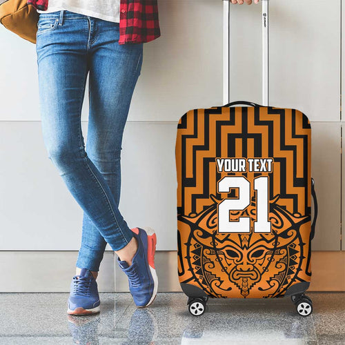 Custom Basketball New Zealand Luggage Cover Gold Maori Ta Moko Indigenous - Aussie Hoodie