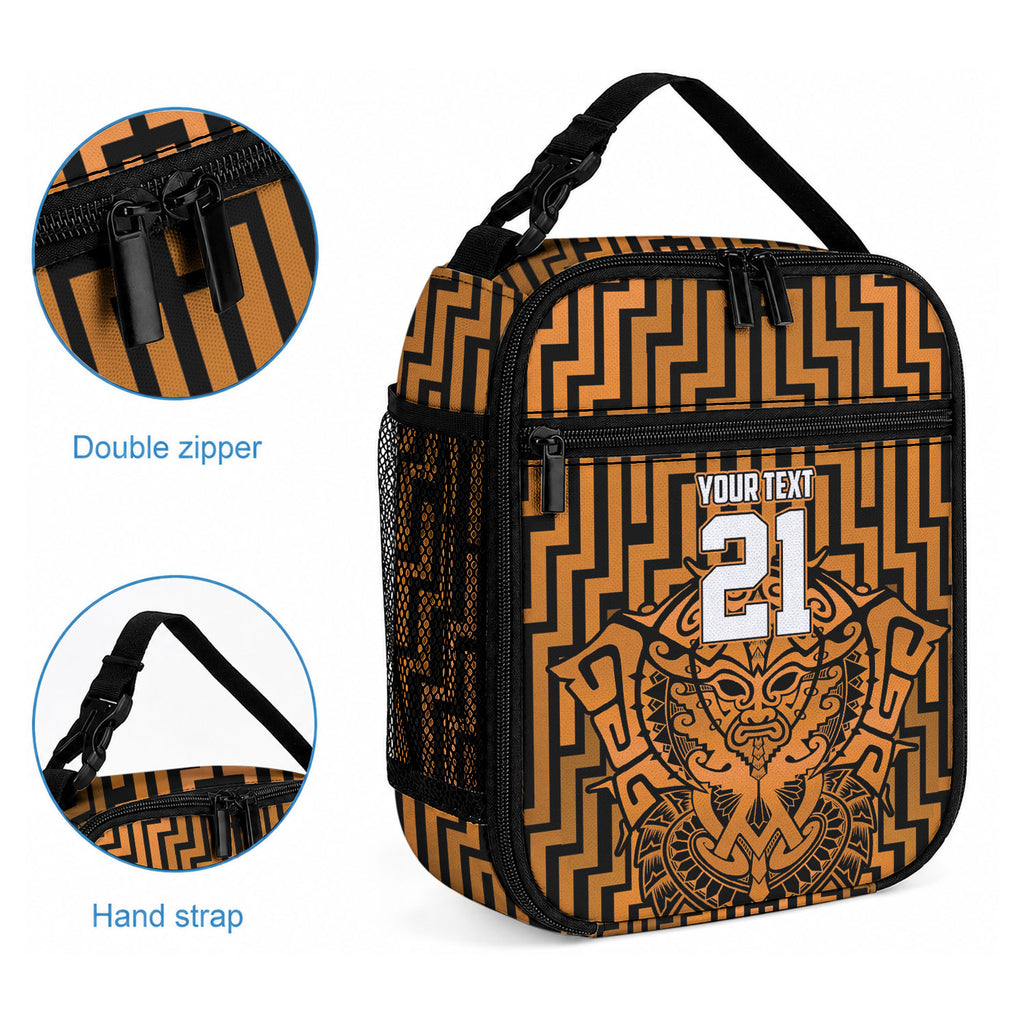 Custom Basketball New Zealand Lunch Bag Gold Maori Ta Moko Indigenous