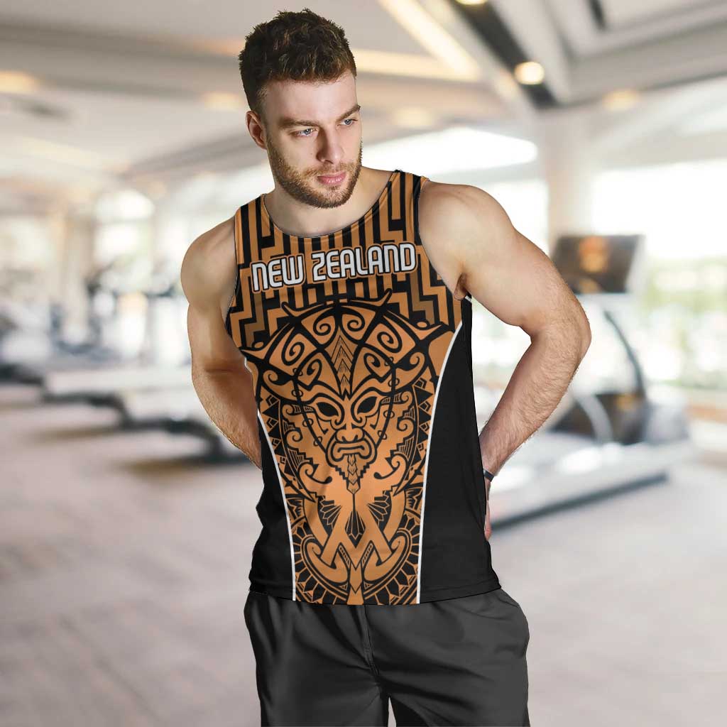 Custom Basketball New Zealand Men Tank Top Gold Maori Ta Moko Indigenous - Aussie Hoodie