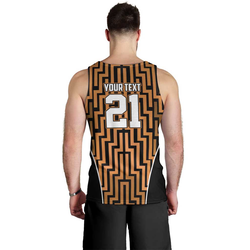 Custom Basketball New Zealand Men Tank Top Gold Maori Ta Moko Indigenous - Aussie Hoodie