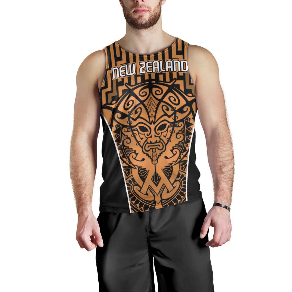 Custom Basketball New Zealand Men Tank Top Gold Maori Ta Moko Indigenous - Aussie Hoodie