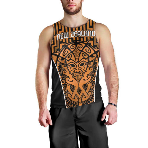 Custom Basketball New Zealand Men Tank Top Gold Maori Ta Moko Indigenous - Aussie Hoodie