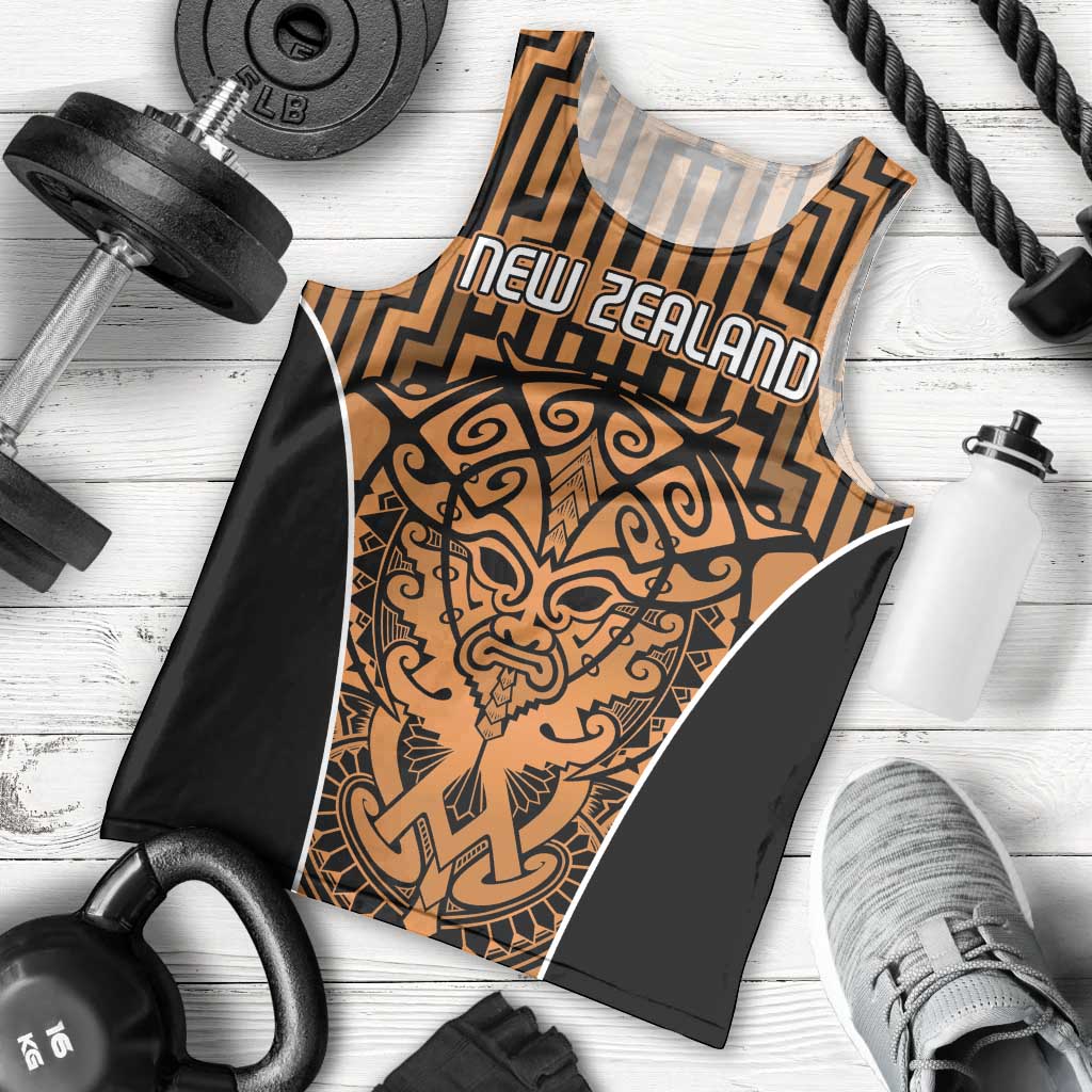 Custom Basketball New Zealand Men Tank Top Gold Maori Ta Moko Indigenous - Aussie Hoodie