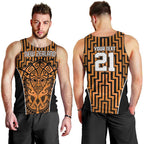 Custom Basketball New Zealand Men Tank Top Gold Maori Ta Moko Indigenous - Aussie Hoodie