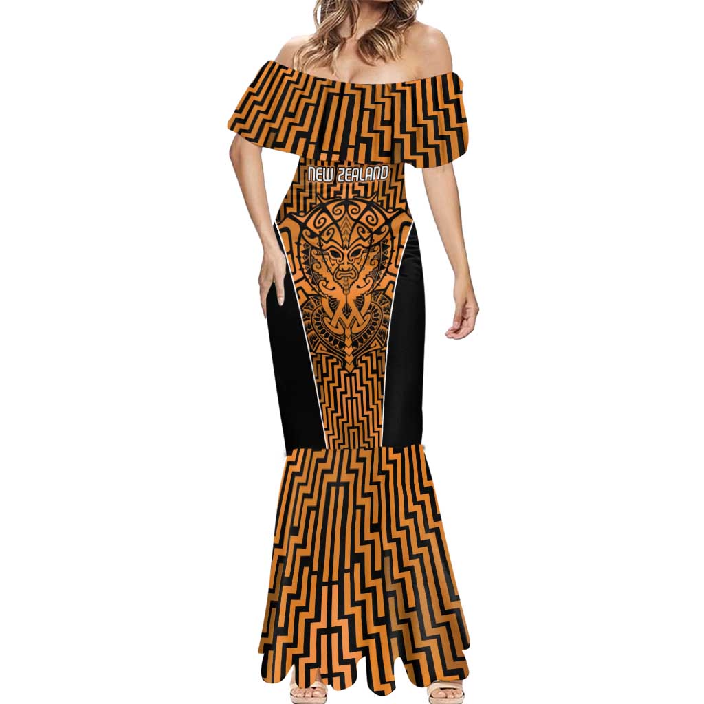 Custom Basketball New Zealand Mermaid Dress Gold Maori Ta Moko Indigenous - Aussie Hoodie