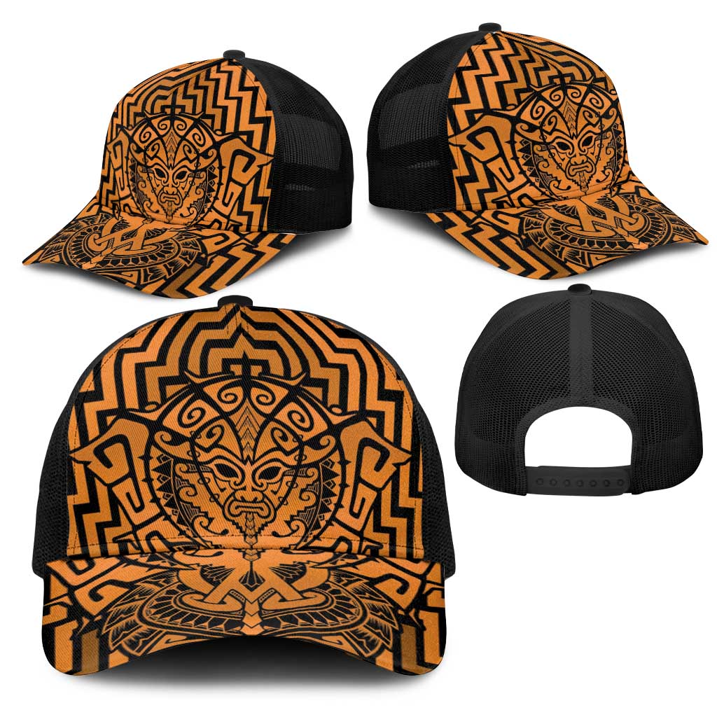 Basketball New Zealand Mesh Trucker Cap Gold Maori Ta Moko Indigenous - Aussie Hoodie