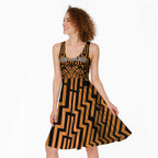 Custom Basketball New Zealand Midi Dress Gold Maori Ta Moko Indigenous - Aussie Hoodie