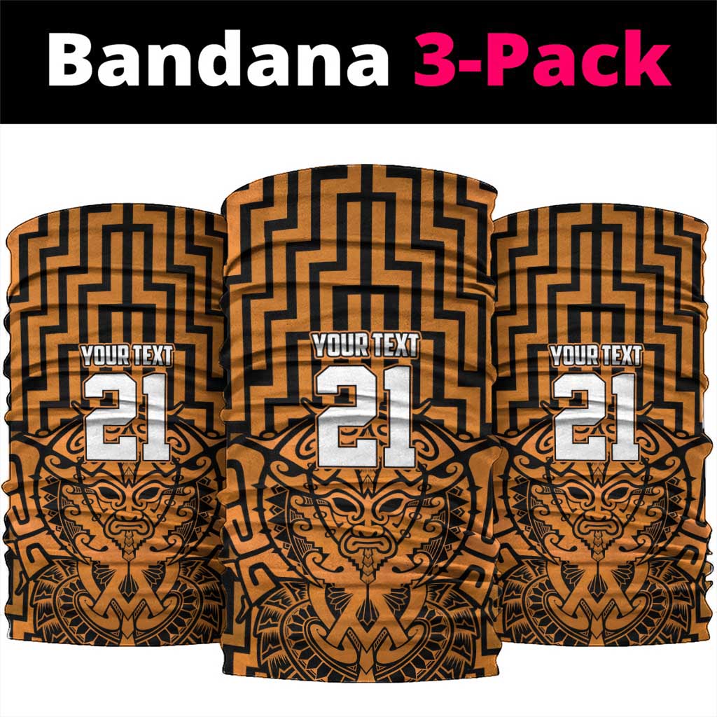 Custom Basketball New Zealand Neck Gaiter Gold Maori Ta Moko Indigenous LT9