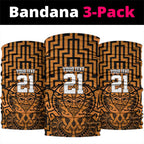 Custom Basketball New Zealand Neck Gaiter Gold Maori Ta Moko Indigenous LT9