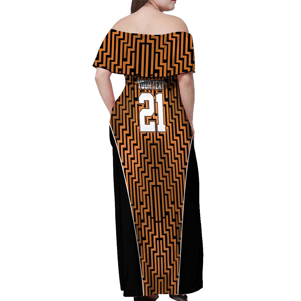Custom Basketball New Zealand Off Shoulder Maxi Dress Gold Maori Ta Moko Indigenous - Aussie Hoodie