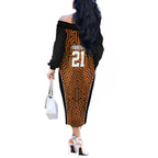 Custom Basketball New Zealand Off The Shoulder Long Sleeve Dress Gold Maori Ta Moko Indigenous - Aussie Hoodie