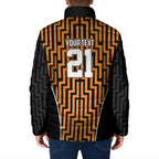 Custom Basketball New Zealand Padded Jacket Gold Maori Ta Moko Indigenous - Aussie Hoodie