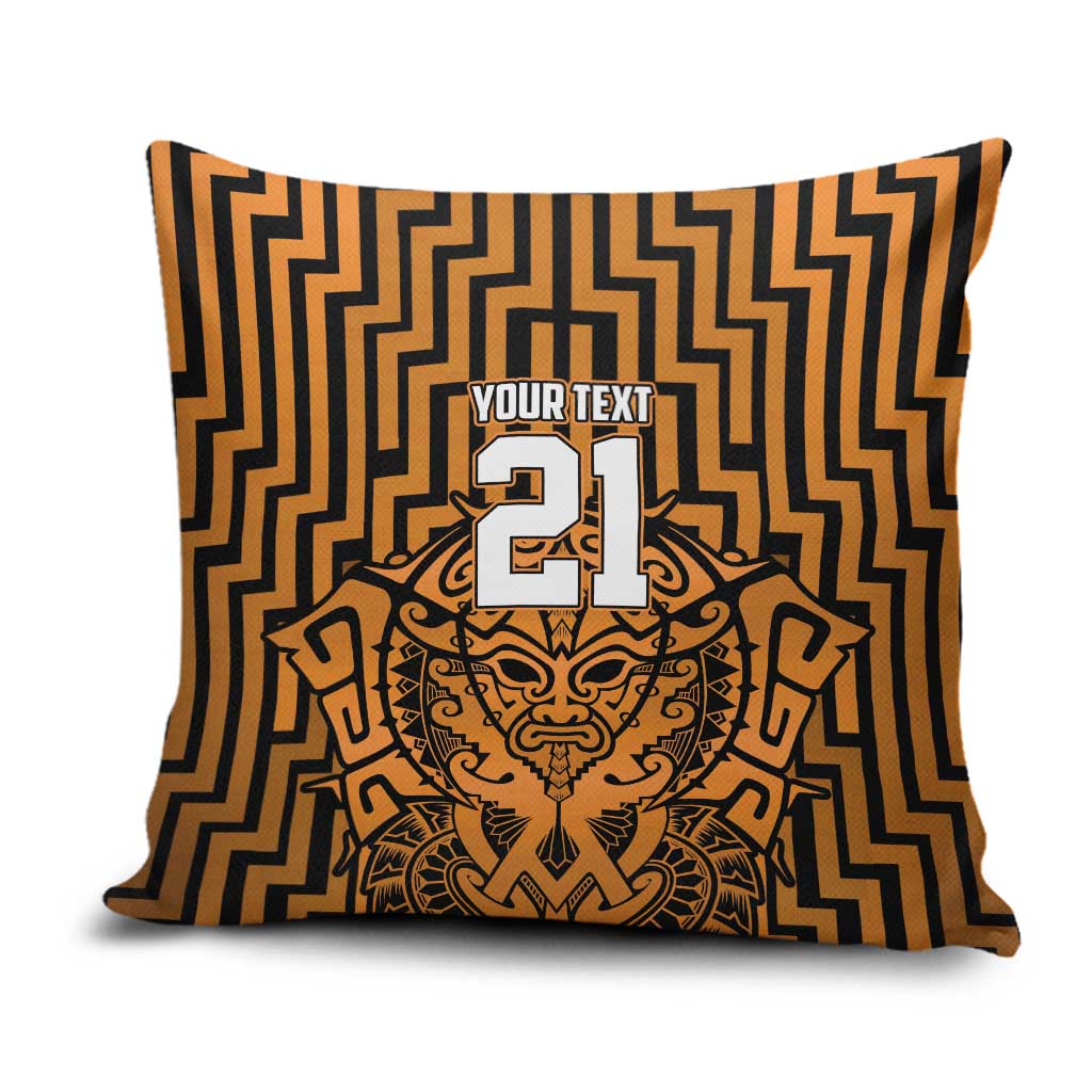 Custom Basketball New Zealand Pillow Cover Gold Maori Ta Moko Indigenous - Aussie Hoodie