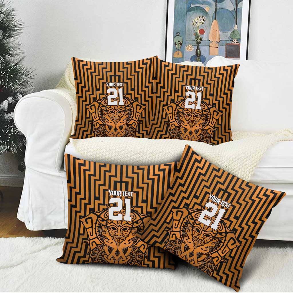 Custom Basketball New Zealand Pillow Cover Gold Maori Ta Moko Indigenous - Aussie Hoodie