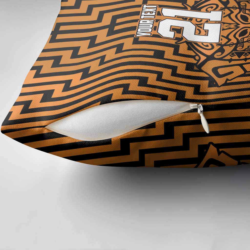 Custom Basketball New Zealand Pillow Cover Gold Maori Ta Moko Indigenous - Aussie Hoodie