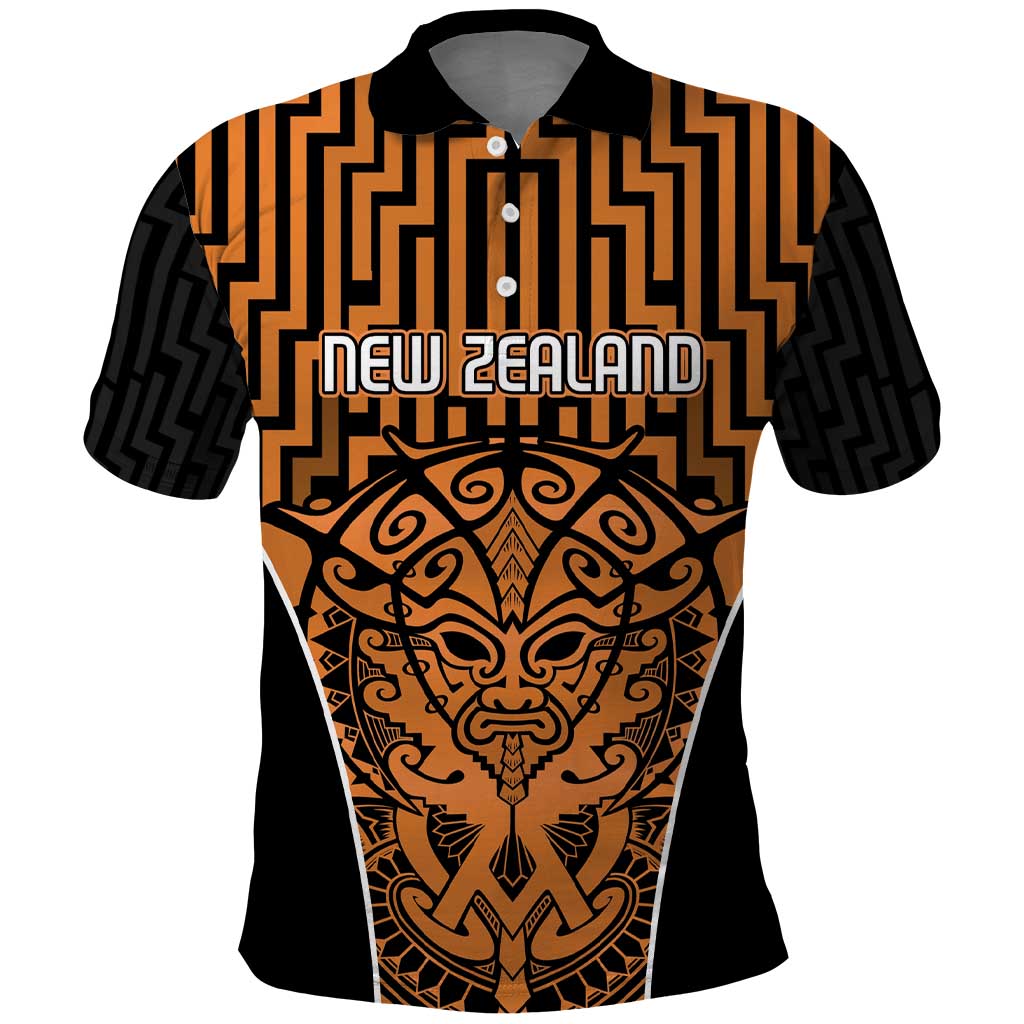 Custom Basketball New Zealand Polo Shirt Gold Maori Ta Moko Indigenous - Aussie Hoodie