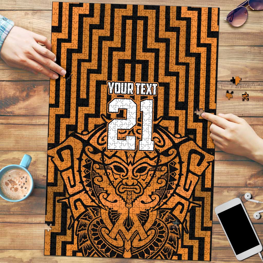 Custom Basketball New Zealand Puzzle Gold Maori Ta Moko Indigenous - Aussie Hoodie