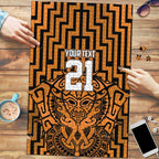 Custom Basketball New Zealand Puzzle Gold Maori Ta Moko Indigenous - Aussie Hoodie