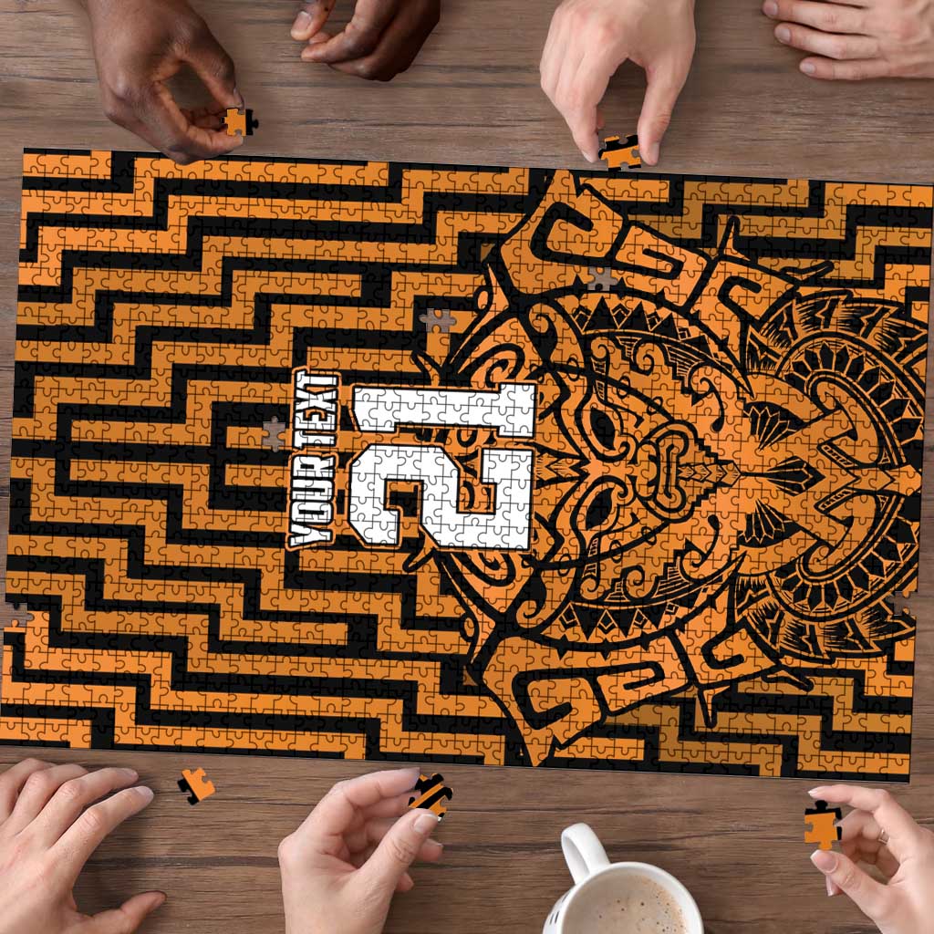 Custom Basketball New Zealand Puzzle Gold Maori Ta Moko Indigenous - Aussie Hoodie