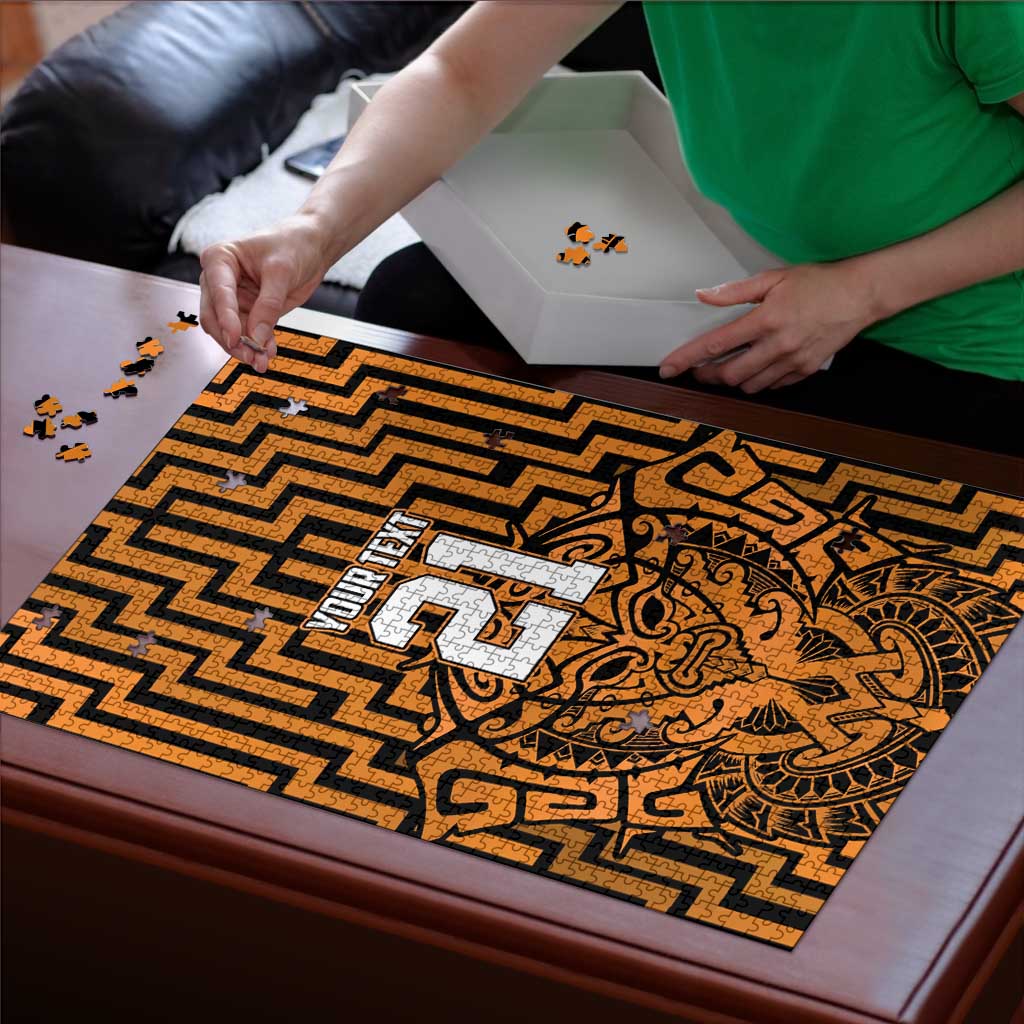 Custom Basketball New Zealand Puzzle Gold Maori Ta Moko Indigenous - Aussie Hoodie