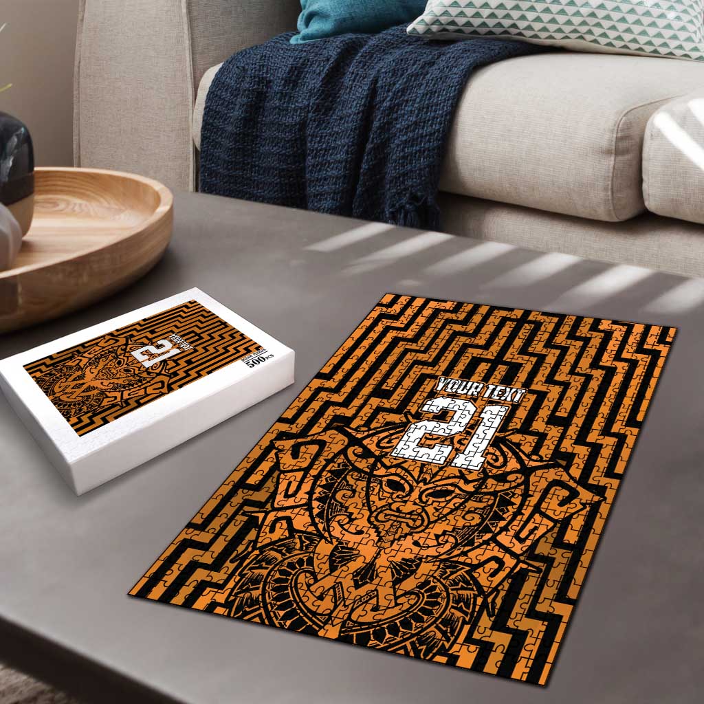 Custom Basketball New Zealand Puzzle Gold Maori Ta Moko Indigenous - Aussie Hoodie