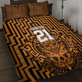 Custom Basketball New Zealand Quilt Bed Set Gold Maori Ta Moko Indigenous - Aussie Hoodie