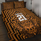 Custom Basketball New Zealand Quilt Bed Set Gold Maori Ta Moko Indigenous - Aussie Hoodie