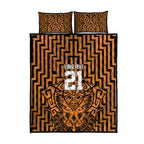 Custom Basketball New Zealand Quilt Bed Set Gold Maori Ta Moko Indigenous - Aussie Hoodie