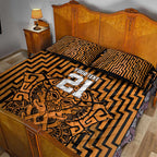 Custom Basketball New Zealand Quilt Bed Set Gold Maori Ta Moko Indigenous - Aussie Hoodie