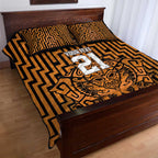 Custom Basketball New Zealand Quilt Bed Set Gold Maori Ta Moko Indigenous - Aussie Hoodie