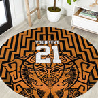 Custom Basketball New Zealand Round Carpet Gold Maori Ta Moko Indigenous - Aussie Hoodie